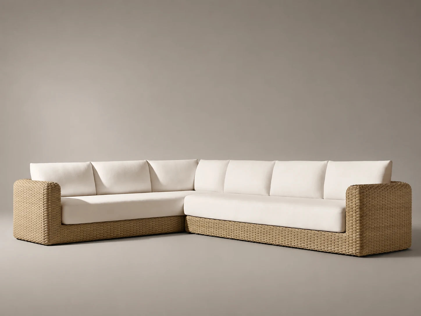Outdoor Sectional Sofa, Woven Rattan Frame, Performance Fabric, product view