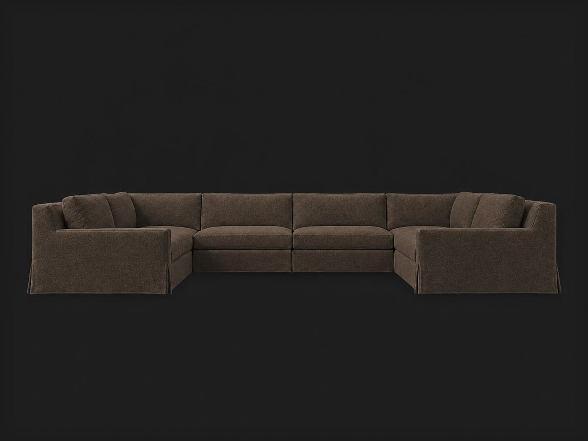 Modena 6-Piece U-Sectional — Italian Brushed Wool Cocoa