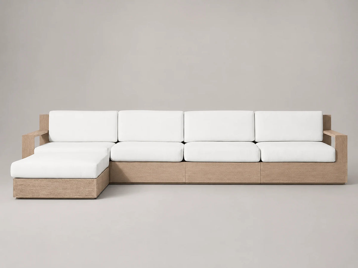 Outdoor Chaise Sectional, Teak Frame, Performance Fabric, product view