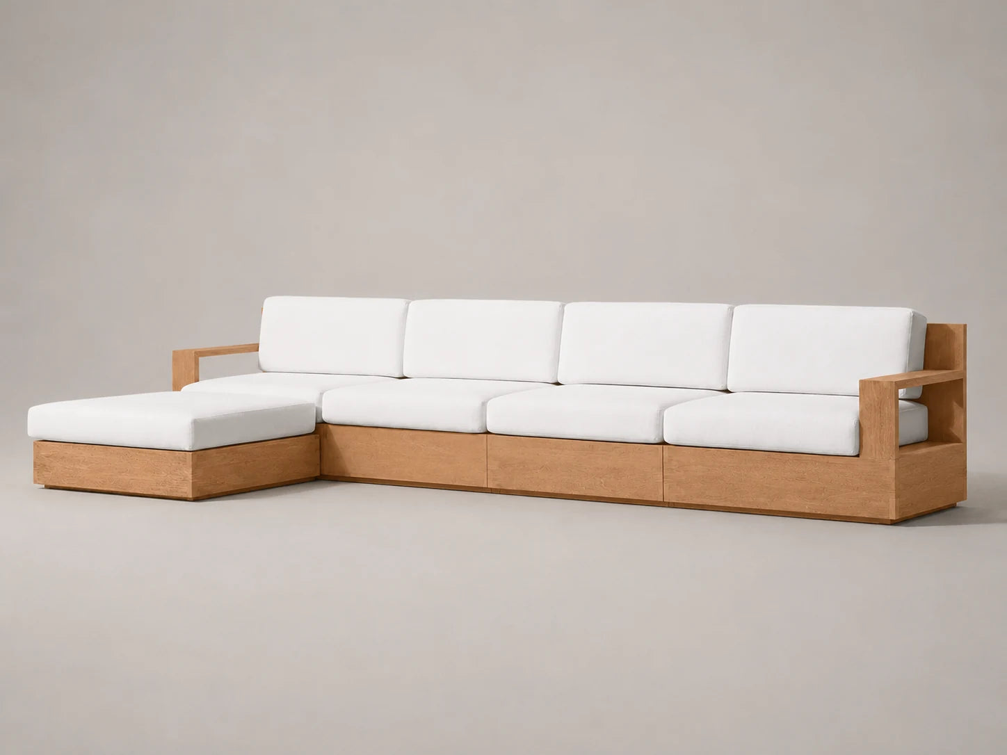 Outdoor Chaise Sectional, Teak Frame, Performance Fabric, product view