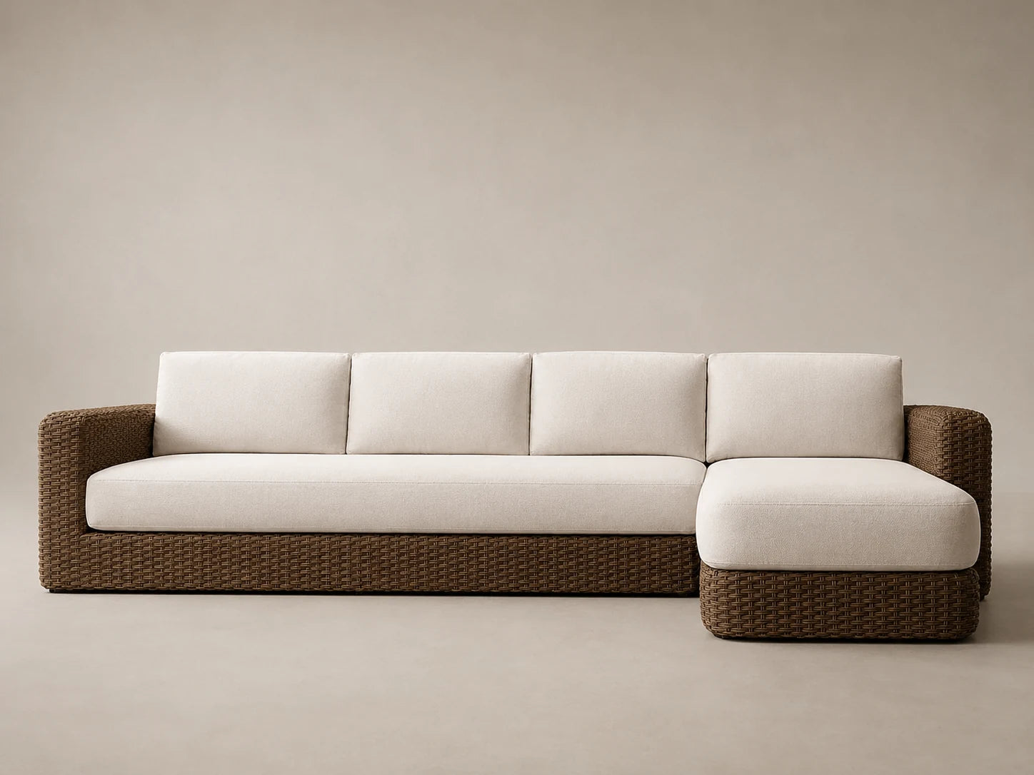 Outdoor Chaise Sofa, Wicker Frame, Performance Fabric, product view