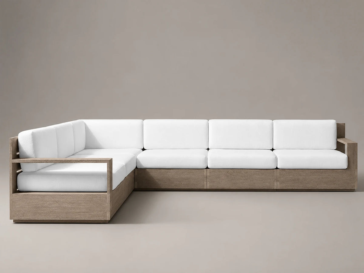 Outdoor L-Sectional Sofa, Teak Frame, Performance Fabric, product view