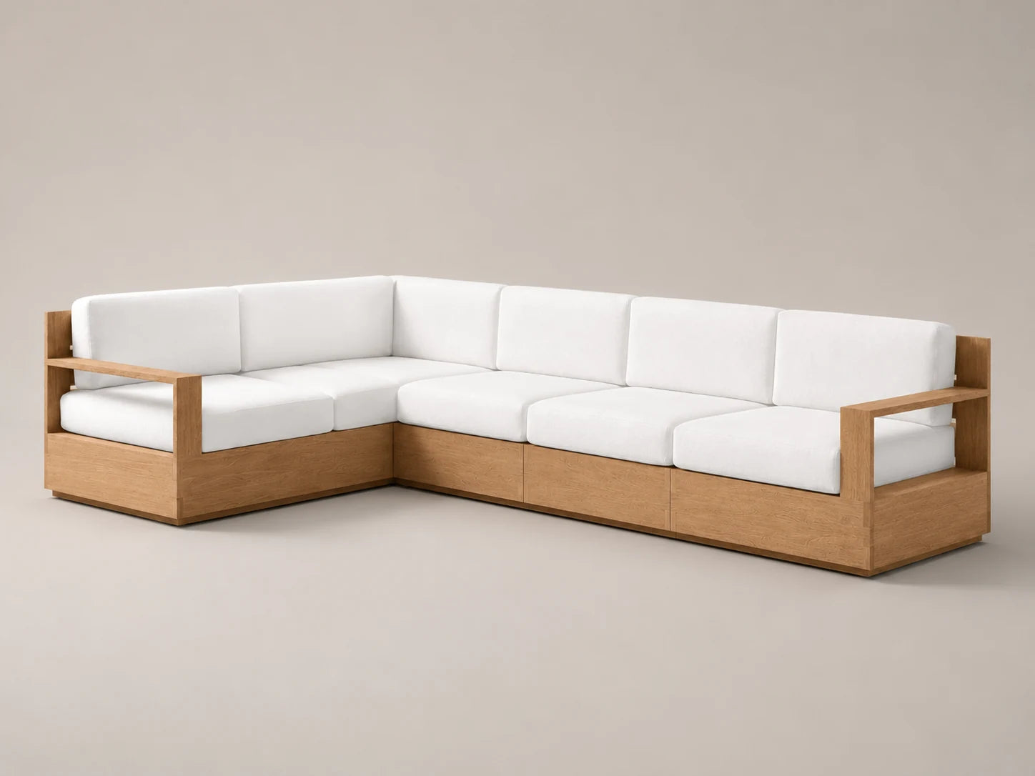 Outdoor L-Sectional Sofa, Teak Frame, Performance Fabric, product view
