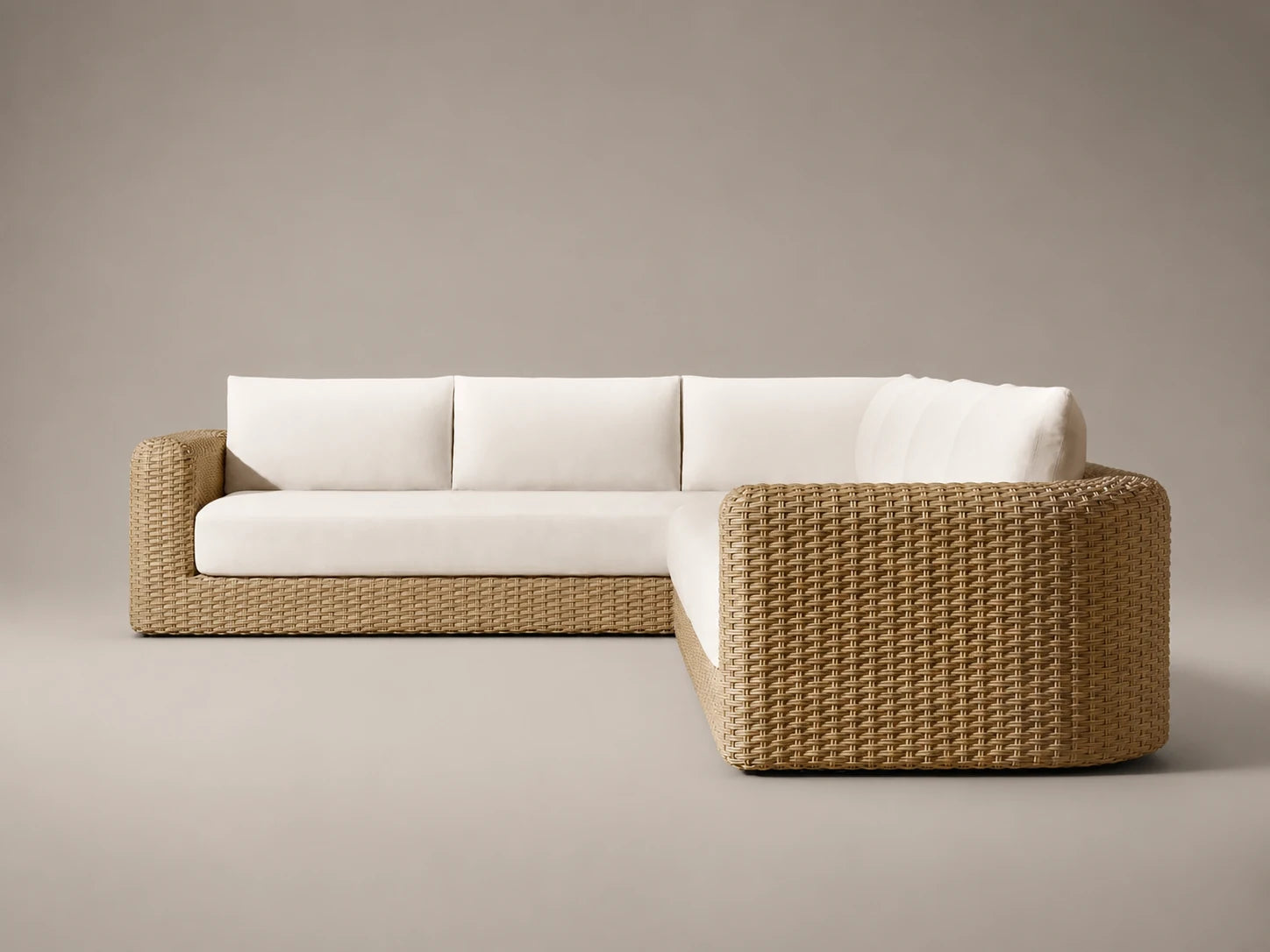 Outdoor Sectional Sofa, Woven Rattan Frame, Performance Fabric, product view