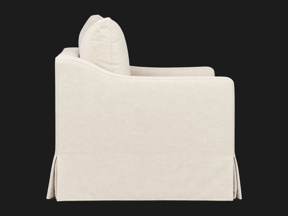 Amelia Chair in Italian Brushed Wool Vanilla — deep side view