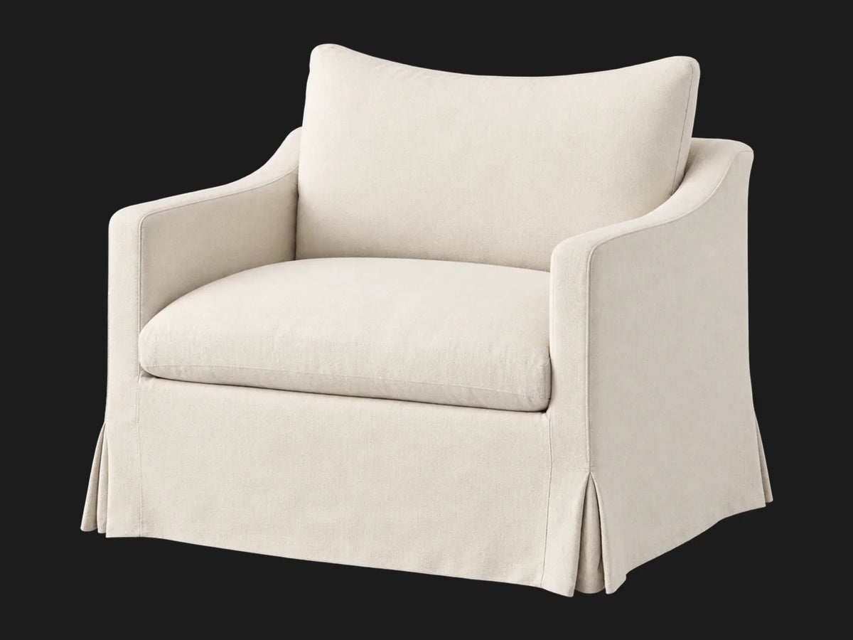 Amelia Chair in Italian Brushed Wool Vanilla — three-quarter view