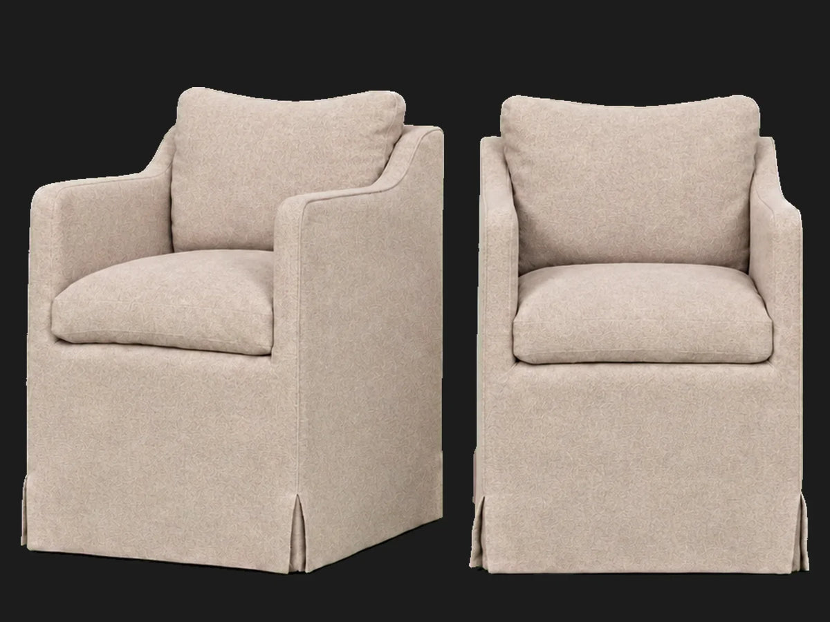 Amelia Dining Chair 2-piece set in Italian Brushed Wool Fox - front and three-quarter views #Fabric & Color_Italian Brushed Wool Fox