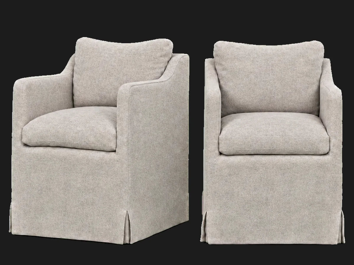 Amelia Dining Chair 2-piece set in Italian Brushed Wool Moon - front and three-quarter views #Fabric & Color_Italian Brushed Wool Moon