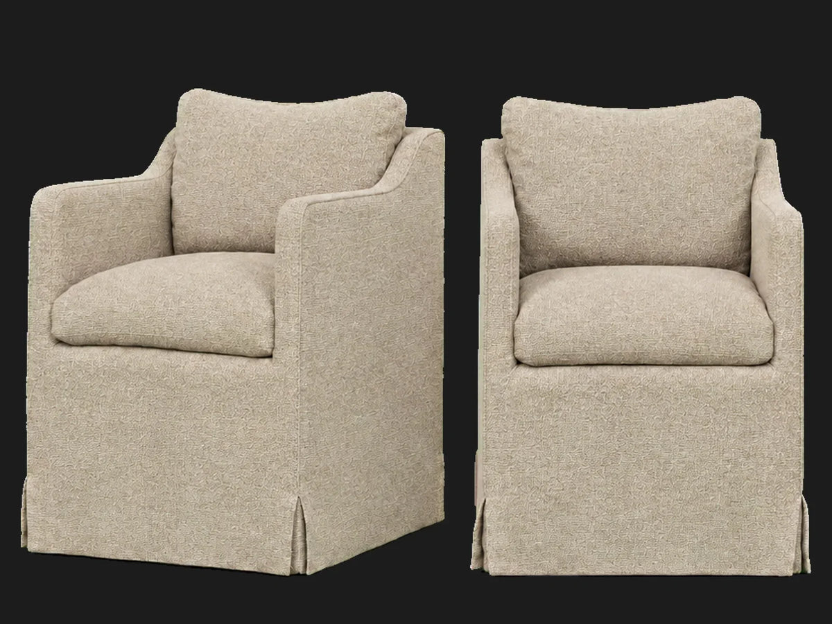 Amelia Dining Chair 2-piece set in Performance Textural Weave Earthen - front and three-quarter views #Fabric & Color_Performance Textural Weave Earthen
