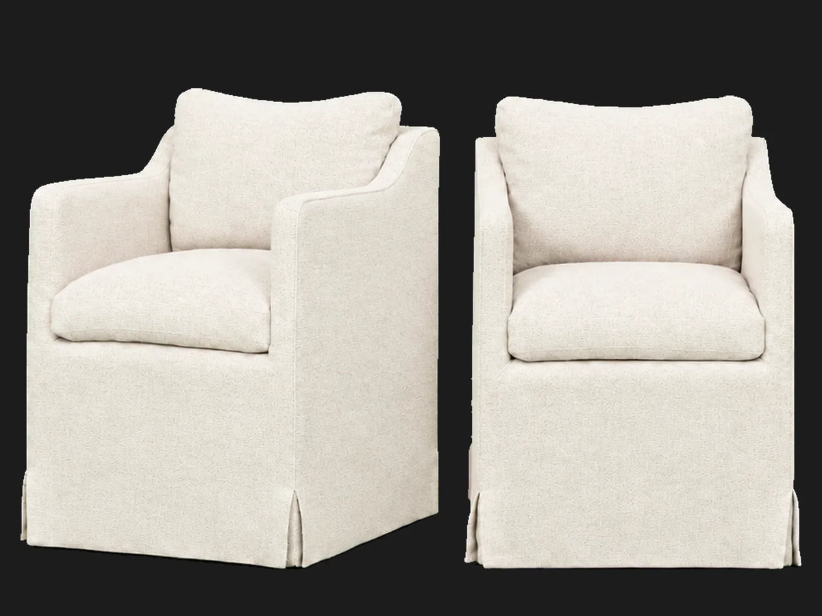 Amelia Dining Chair 2-piece set in Performance Textural Weave Wisp - front and three-quarter views #Fabric & Color_Performance Textural Weave Wisp