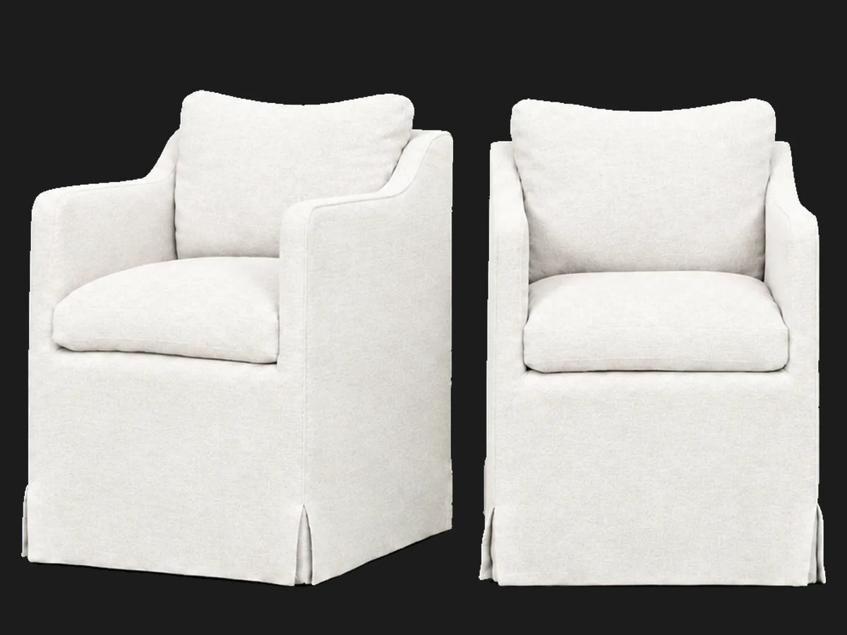 Amelia Dining Chair 2-piece set in Performance Woven Chenille Lace - front and three-quarter views #Fabric & Color_Performance Woven Chenille Lace