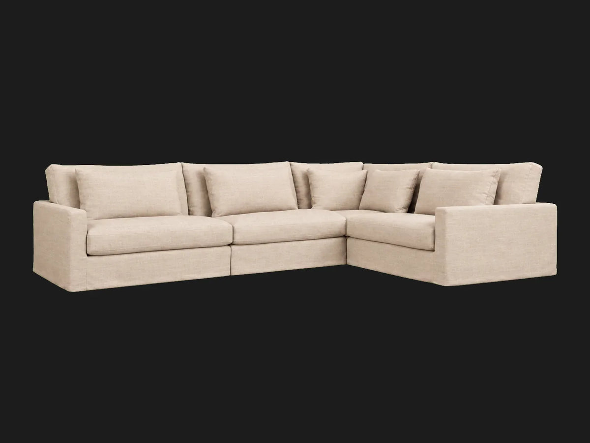 Aria Slipcovered Modular 4-Piece Chaise Sectional — angle view