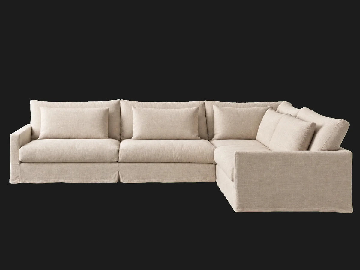 Aria Slipcovered Modular 4-Piece Chaise Sectional — alternate full view