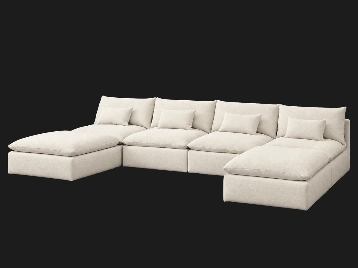 Aria U-Shape Sectional — Wool Vanilla elevated view