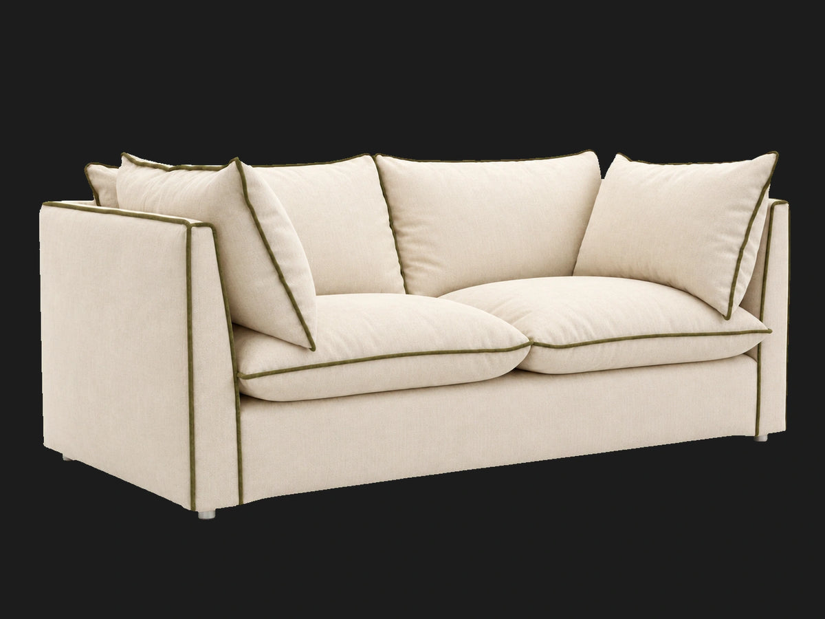 Coco 2.5 Seater Sofa in Italian Brushed Wool Vanilla — three quarter view