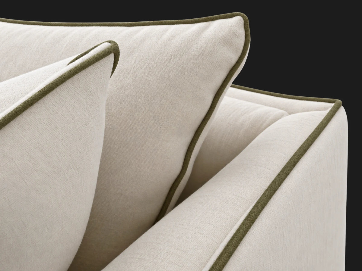 Coco 2.5 Seater Sofa in Italian Brushed Wool Vanilla — pillow and arm detail