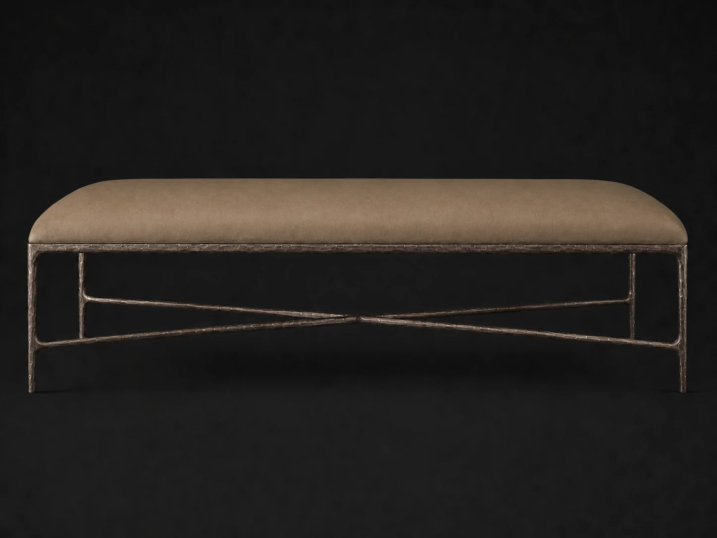 Rectangular Coffee Ottoman — Costa Leather Portobello — Forged Bronze #Fabric & Color_Costa Leather Portobello