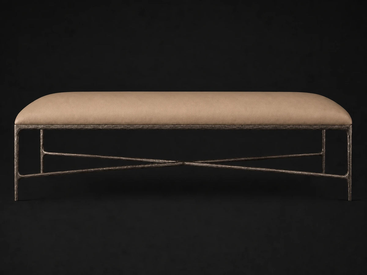 Rectangular Coffee Ottoman — Costa Leather Ridge — Forged Bronze #Fabric & Color_Costa Leather Ridge