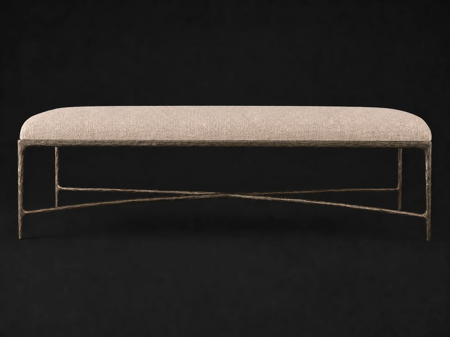 Rectangular Coffee Ottoman — Heritage Belgian Linen Petal — Forged Bronze #Fabric & Color_Heritage Belgian Linen Petal