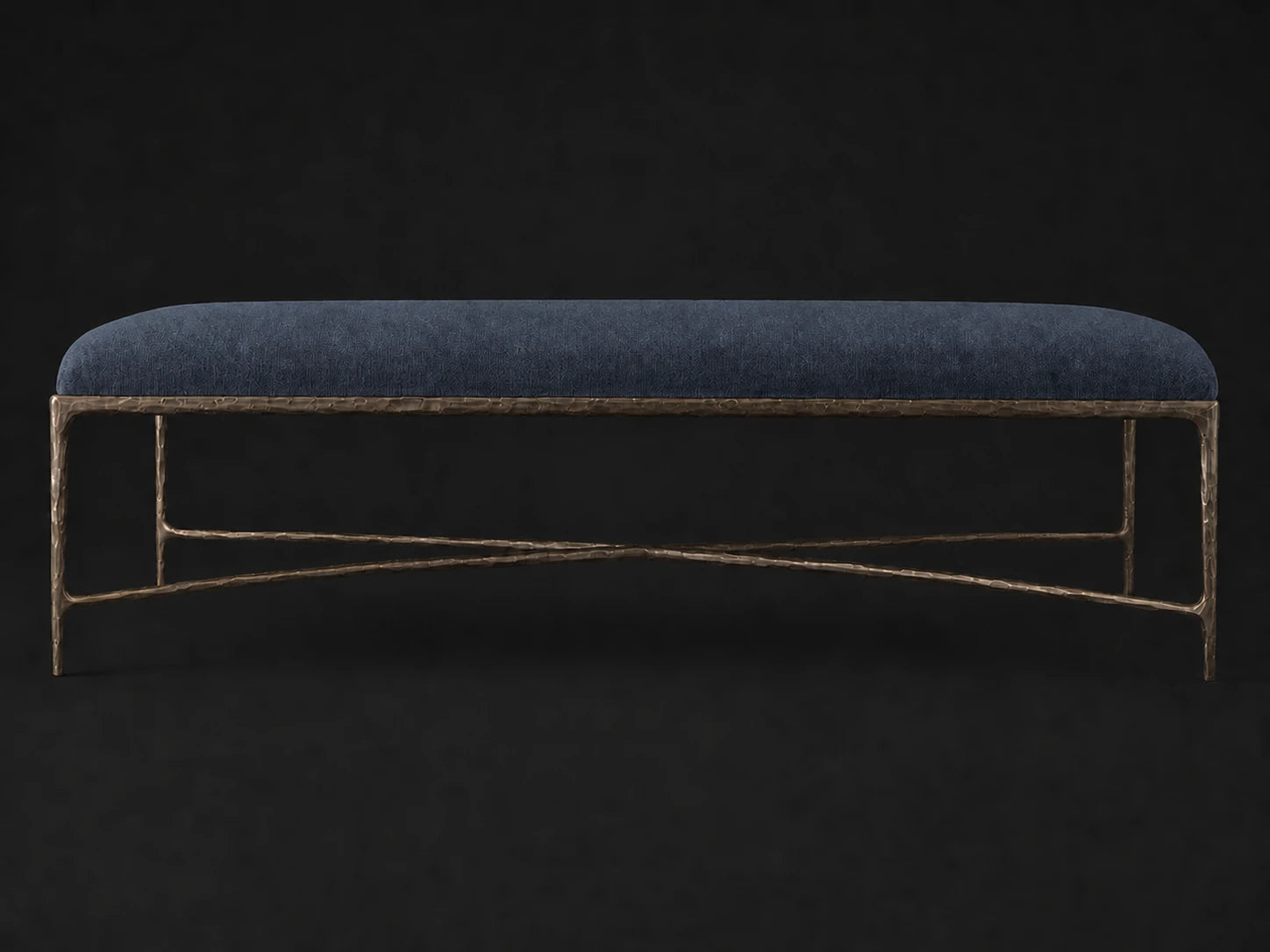 Rectangular Coffee Ottoman — Italian Brushed Wool Harbor — Forged Bronze #Fabric & Color_Italian Brushed Wool Harbor