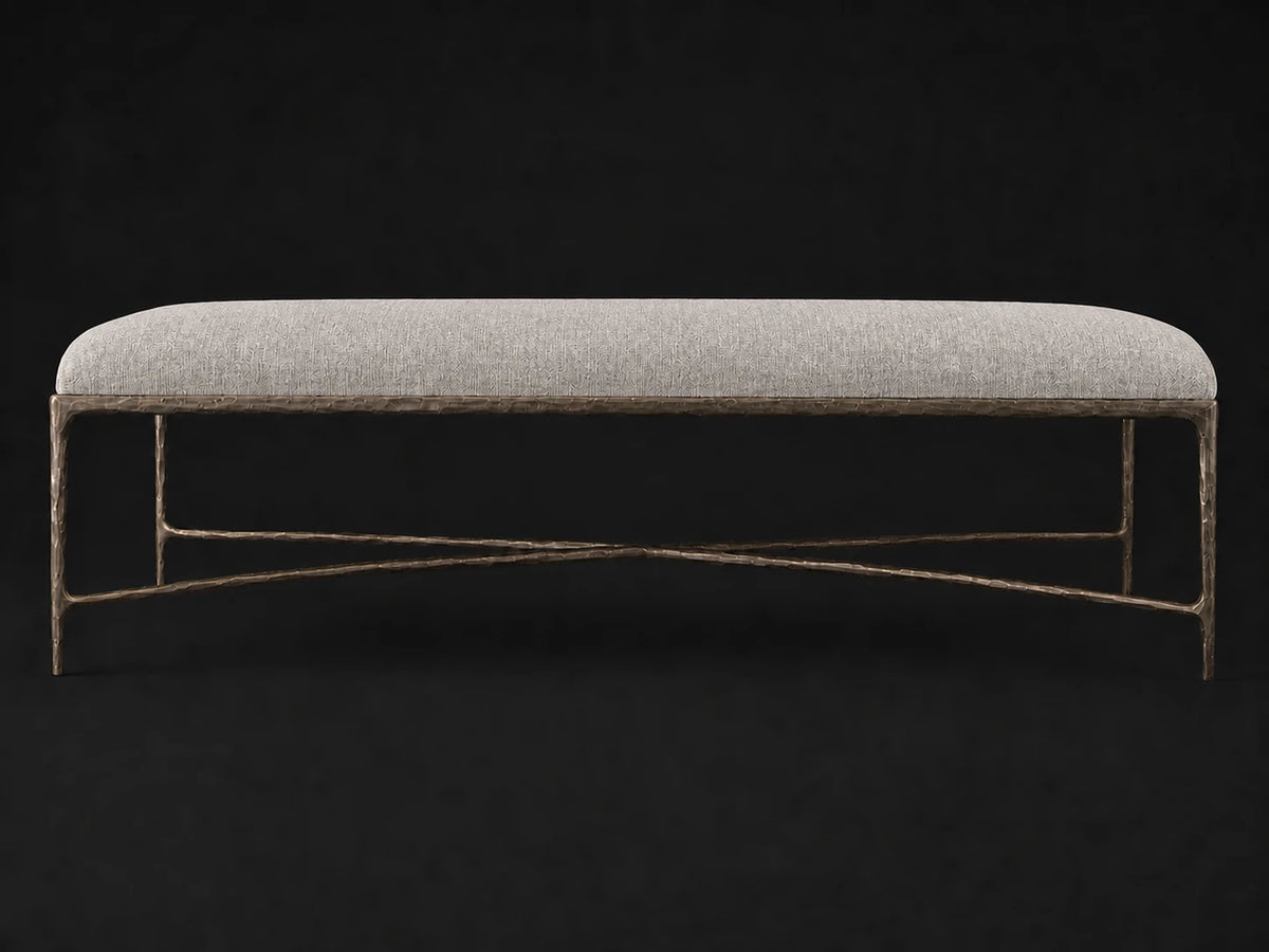 Rectangular Coffee Ottoman — Italian Brushed Wool Moon — Forged Bronze #Fabric & Color_Italian Brushed Wool Moon
