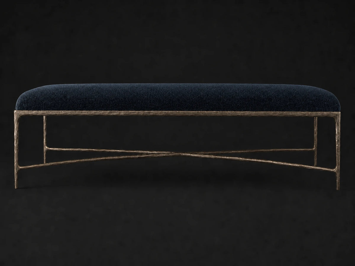 Rectangular Coffee Ottoman — Mohair Admiral — Forged Bronze #Fabric & Color_Mohair Admiral
