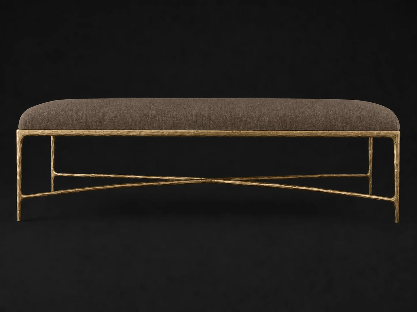 Rectangular Coffee Ottoman — Mohair Mink — Forged Brass #Fabric & Color_Mohair Mink