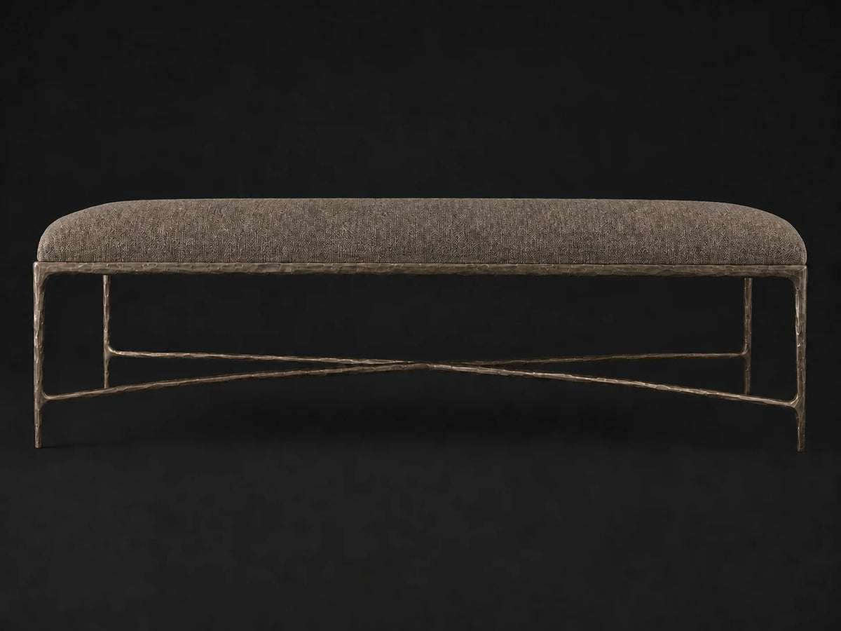 Rectangular Coffee Ottoman — Mohair Mink — Forged Bronze #Fabric & Color_Mohair Mink