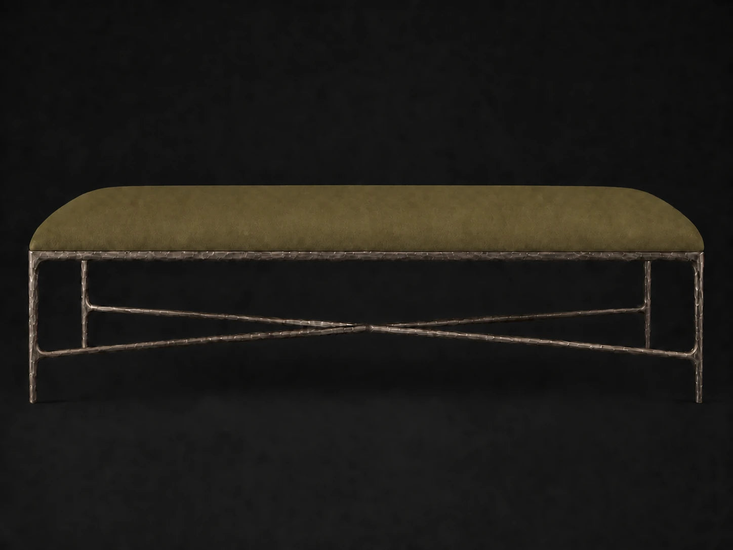 Rectangular Coffee Ottoman — Nubuck Leather Artichoke — Forged Bronze #Fabric & Color_Nubuck Leather Artichoke