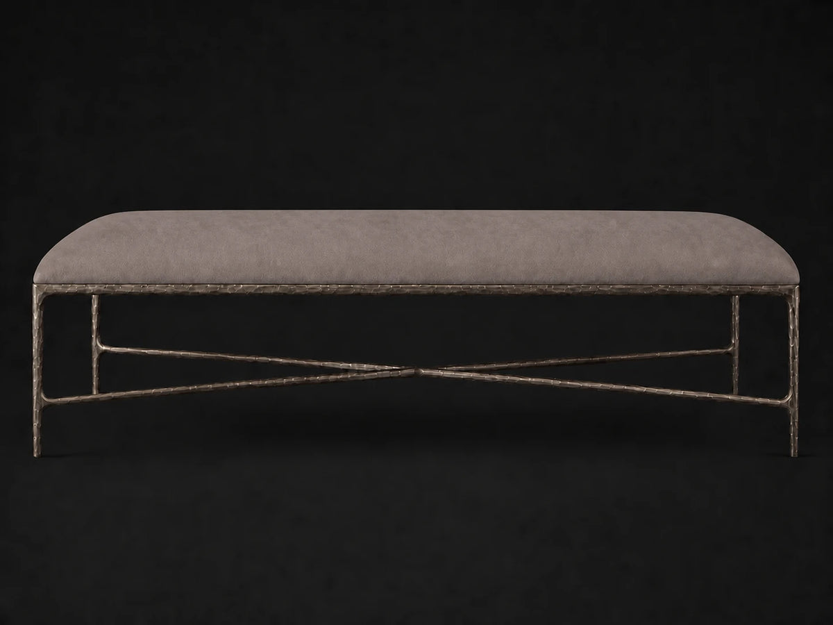 Rectangular Coffee Ottoman — Nubuck Leather Asphalt — Forged Bronze #Fabric & Color_Nubuck Leather Asphalt