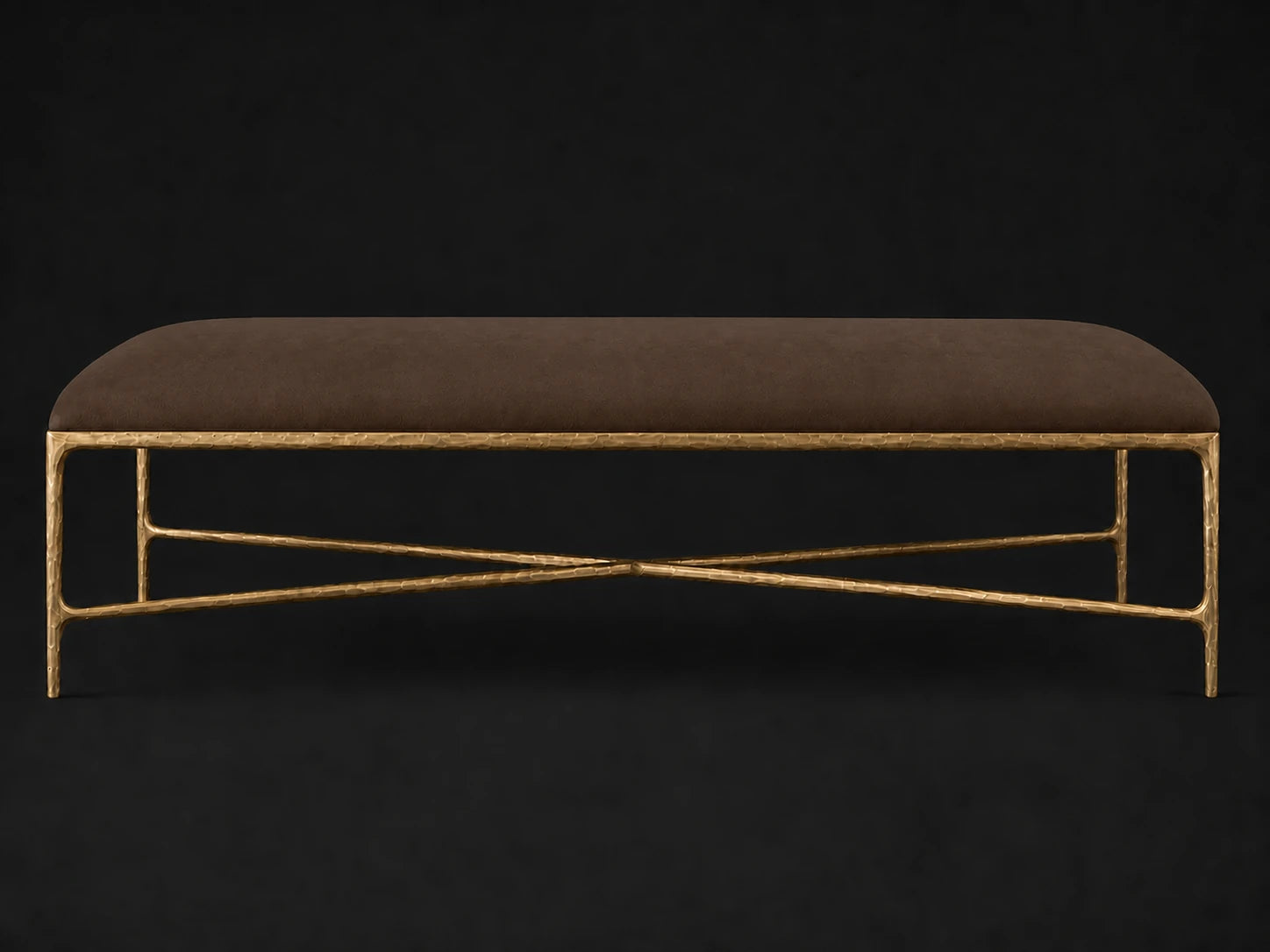 Rectangular Coffee Ottoman — Nubuck Leather Espresso — Forged Brass #Fabric & Color_Nubuck Leather Espresso