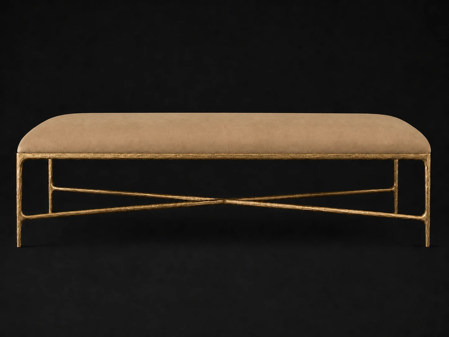 Rectangular Coffee Ottoman — Nubuck Leather Rye — Forged Brass #Fabric & Color_Nubuck Leather Rye
