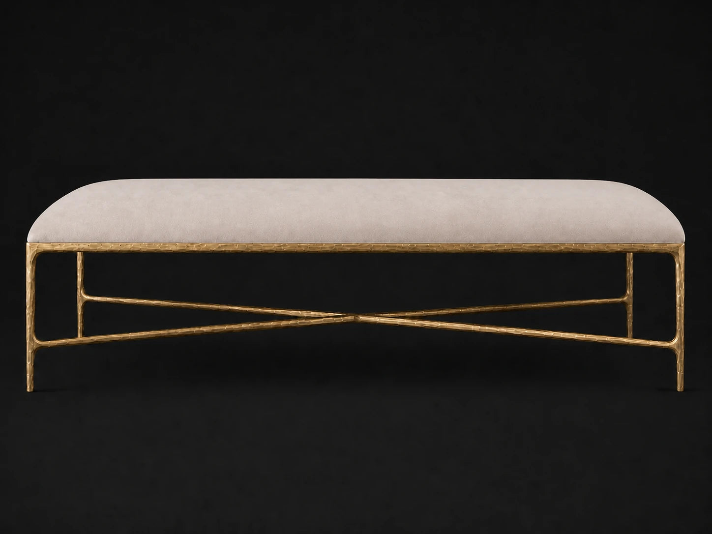 Rectangular Coffee Ottoman — Nubuck Leather Sail — Forged Brass #Fabric & Color_Nubuck Leather Sail