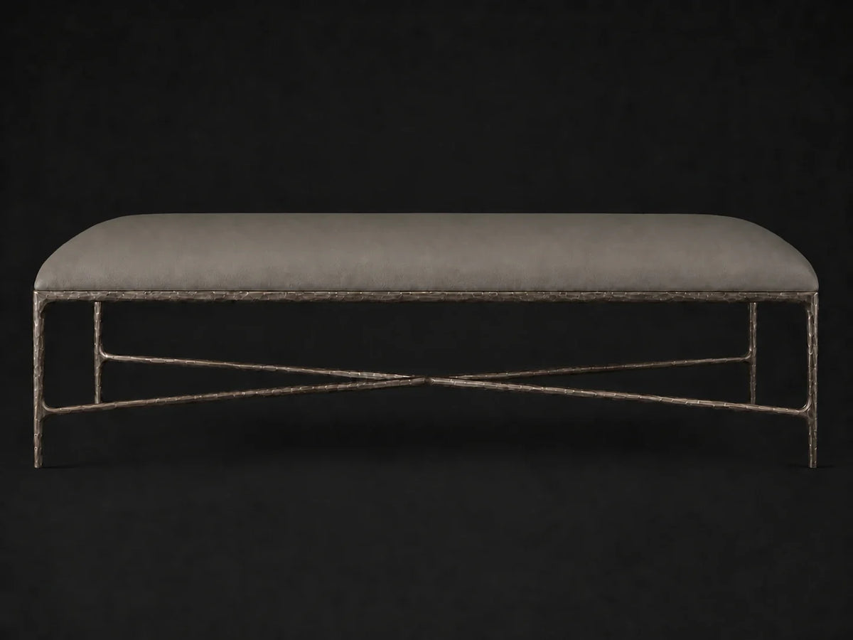 Rectangular Coffee Ottoman — Pebbled Leather Ash — Forged Bronze #Fabric & Color_Pebbled Leather Ash