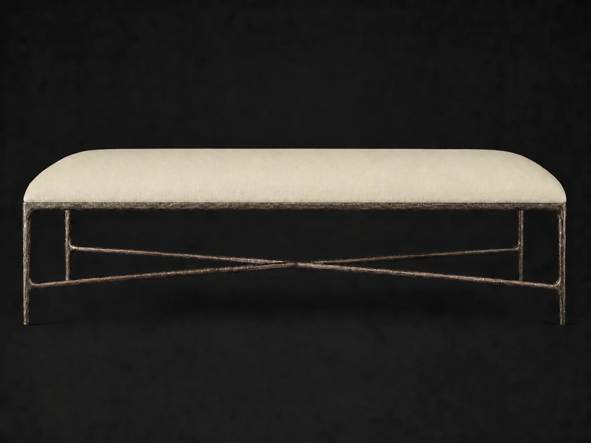 Rectangular Coffee Ottoman — Pebbled Leather Swan — Forged Bronze #Fabric & Color_Pebbled Leather Swan