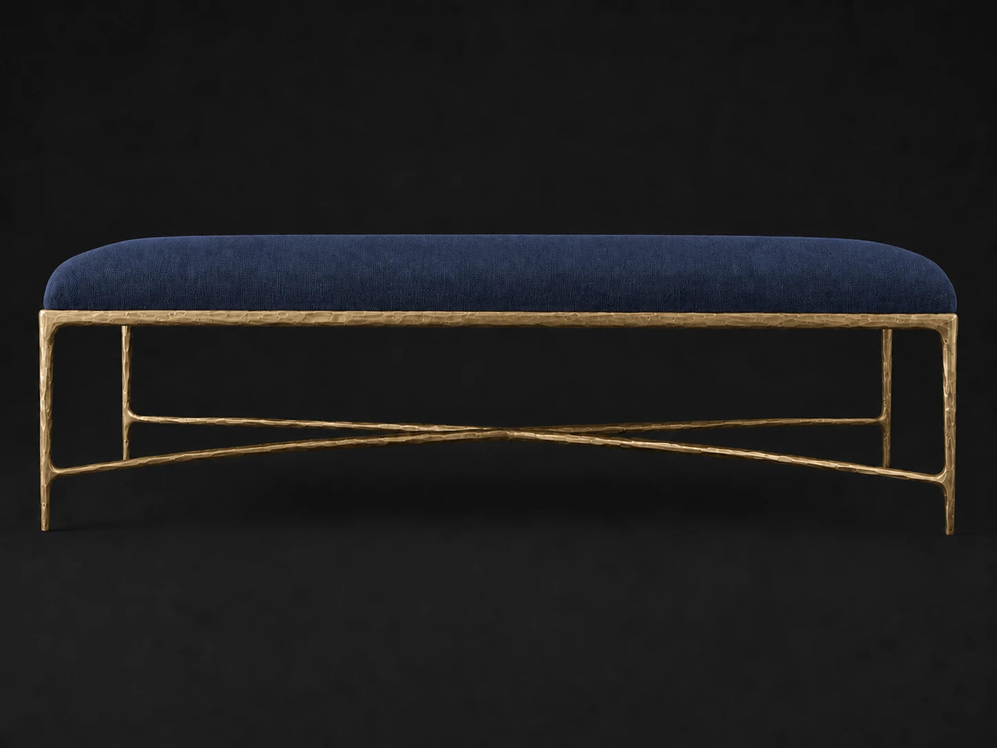 Rectangular Coffee Ottoman — Performance Linen Weave Bay — Forged Brass #Fabric & Color_Performance Linen Weave Bay