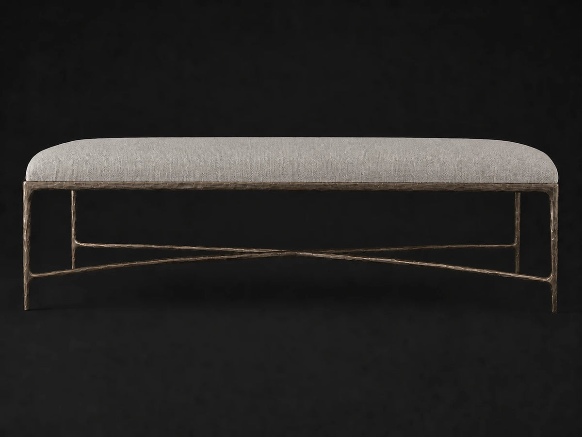 Rectangular Coffee Ottoman — Performance Linen Weave Cloud — Forged Bronze #Fabric & Color_Performance Linen Weave Cloud