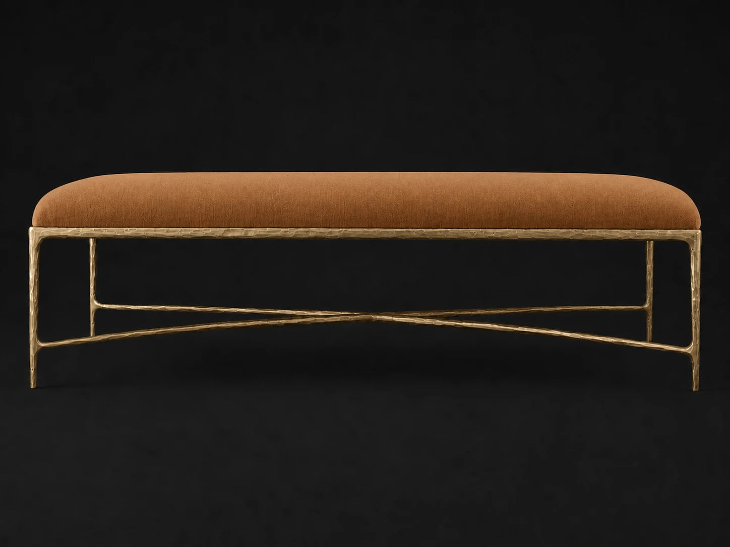 Rectangular Coffee Ottoman — Performance Velvet Cider — Forged Brass #Fabric & Color_Performance Velvet Cider