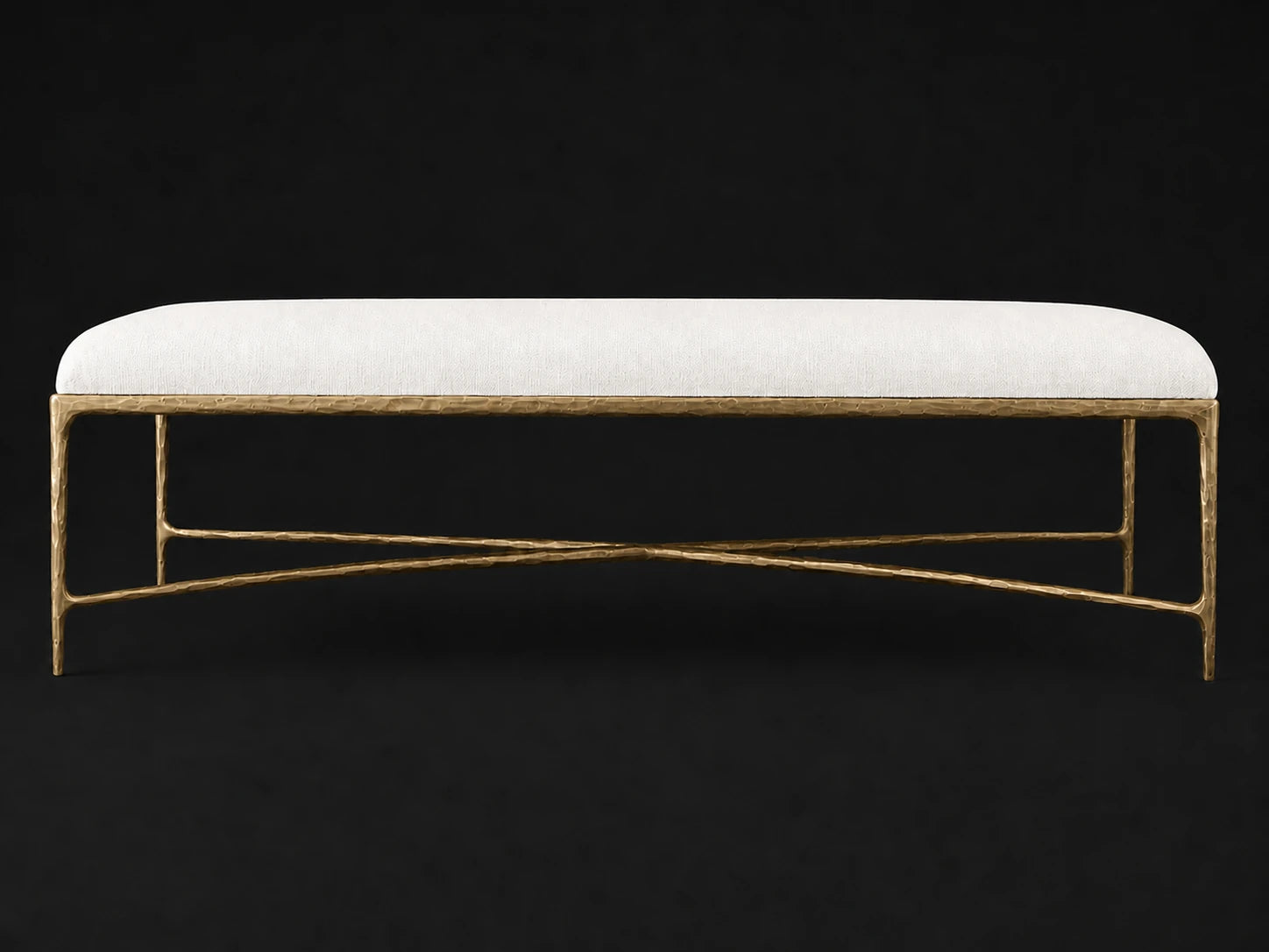 Rectangular Coffee Ottoman — Performance Woven Chenille Lace — Forged Brass #Fabric & Color_Performance Woven Chenille Lace