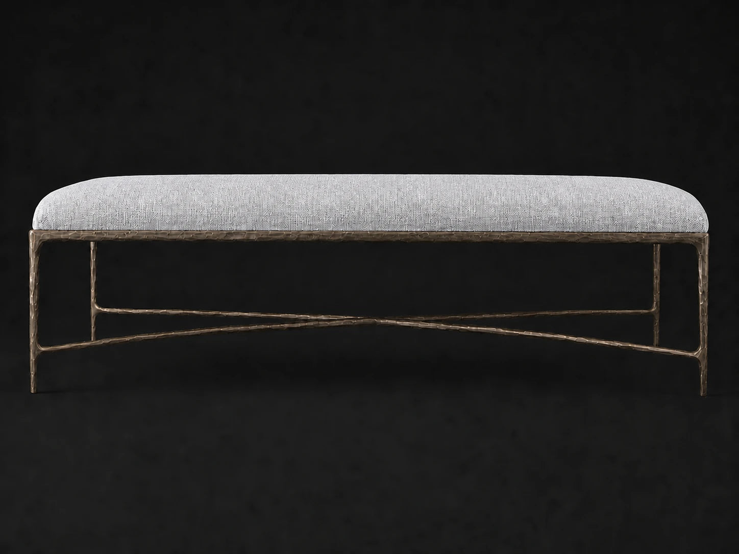 Rectangular Coffee Ottoman — Performance Woven Chenille Rain — Forged Bronze #Fabric & Color_Performance Woven Chenille Rain