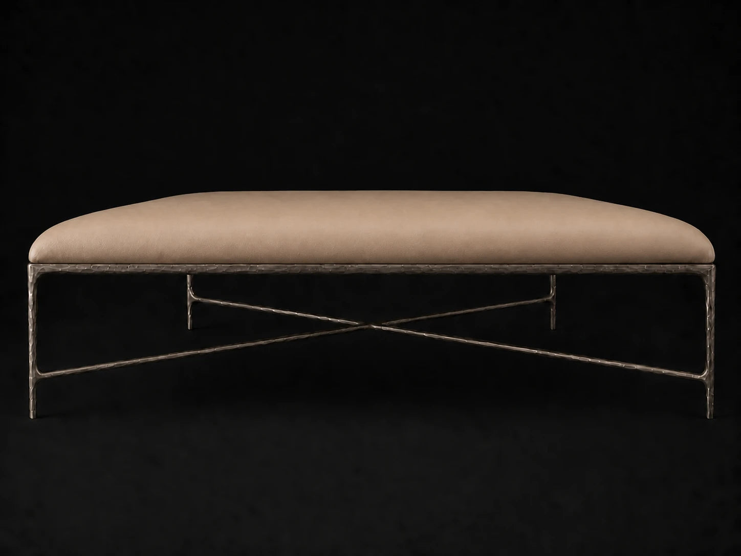 Square Coffee Ottoman — Costa Leather Ridge — Forged Bronze #Fabric & Color_Costa Leather Ridge