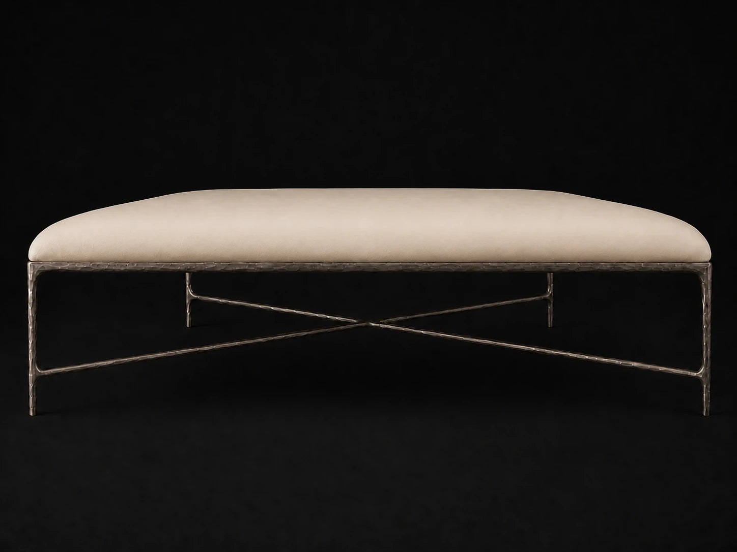 Square Coffee Ottoman — Costa Leather Sesame — Forged Bronze #Fabric & Color_Costa Leather Sesame