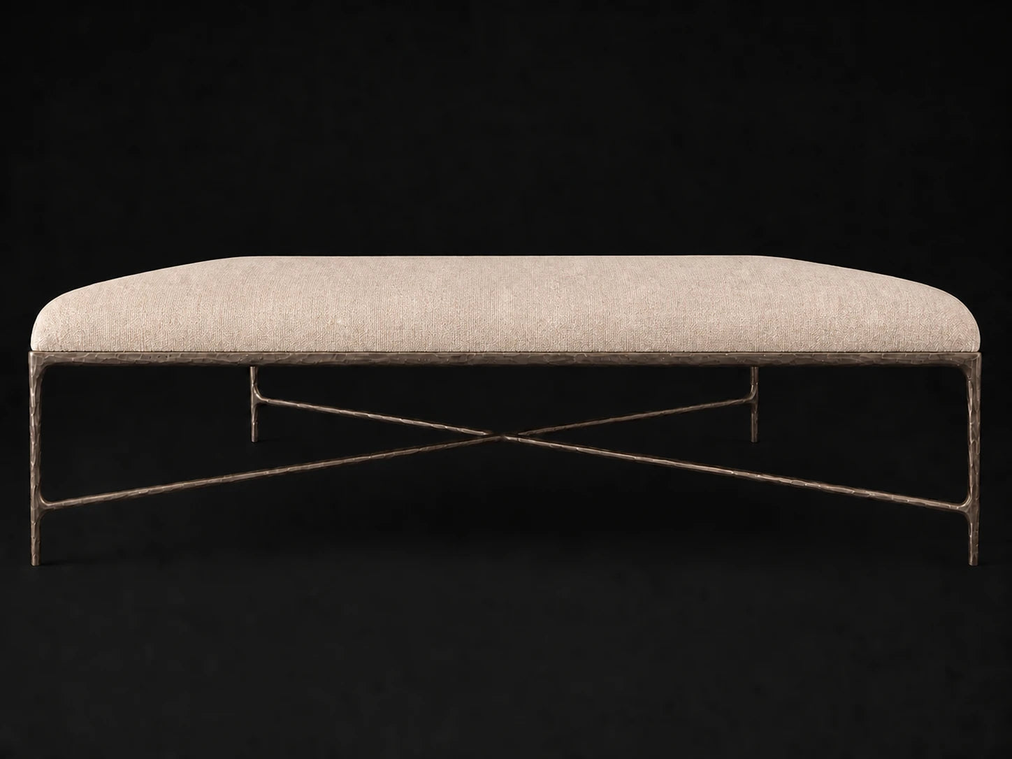 Square Coffee Ottoman — Heritage Belgian Linen Petal — Forged Bronze #Fabric & Color_Heritage Belgian Linen Petal