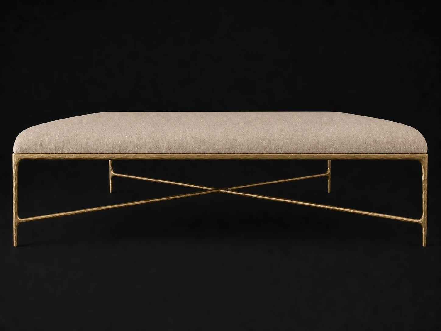 Square Coffee Ottoman — Italian Brushed Wool Fox — Forged Brass #Fabric & Color_Italian Brushed Wool Fox