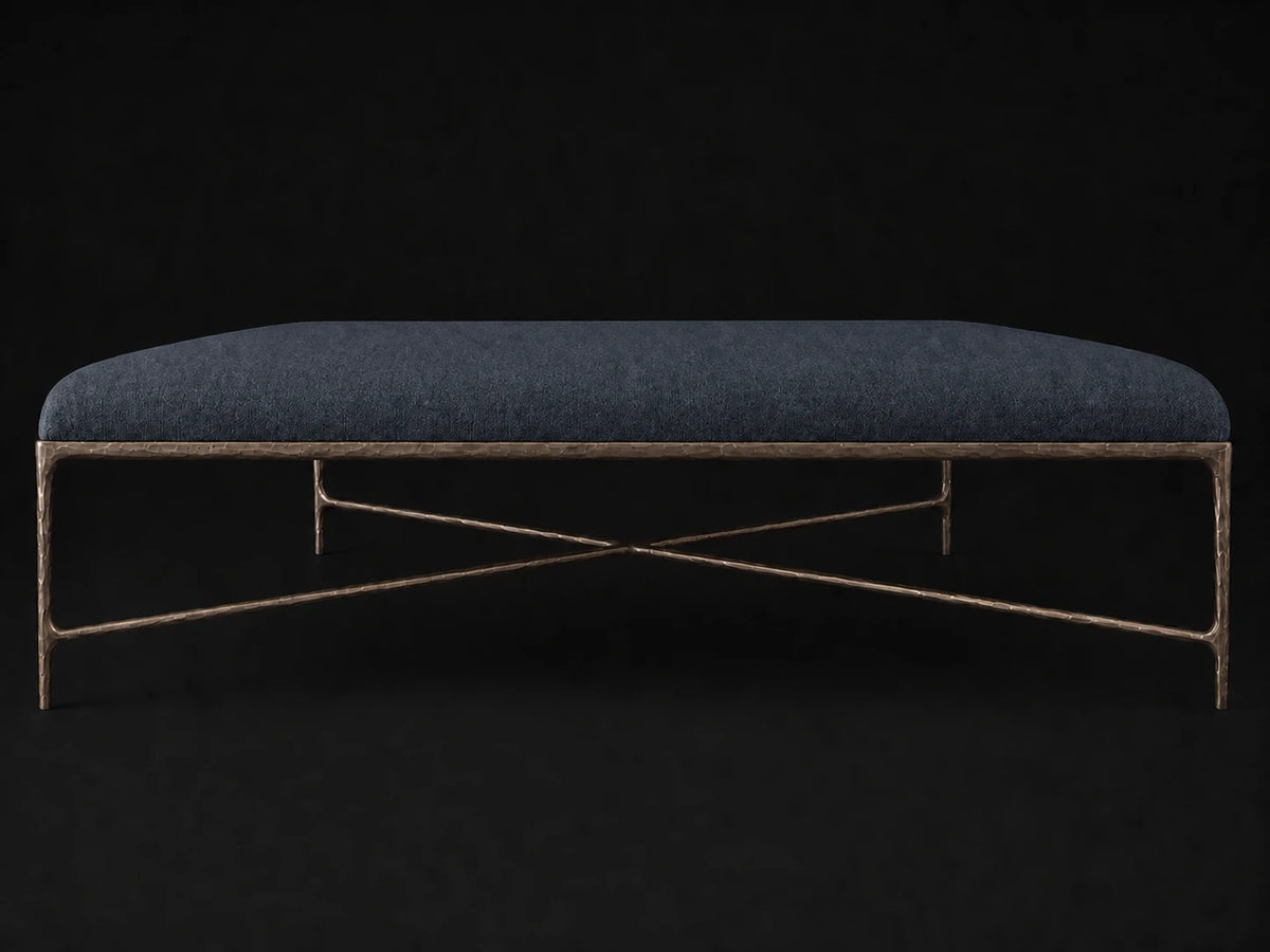 Square Coffee Ottoman — Italian Brushed Wool Harbor — Forged Bronze #Fabric & Color_Italian Brushed Wool Harbor