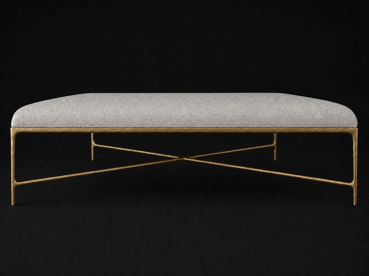 Square Coffee Ottoman — Italian Brushed Wool Moon — Forged Brass #Fabric & Color_Italian Brushed Wool Moon