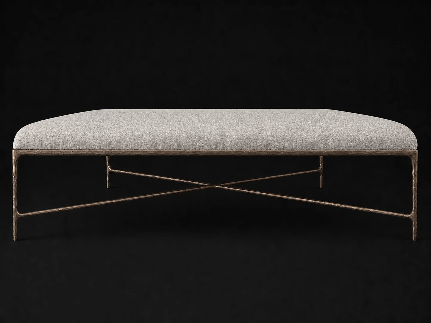 Square Coffee Ottoman — Italian Brushed Wool Moon — Forged Bronze #Fabric & Color_Italian Brushed Wool Moon