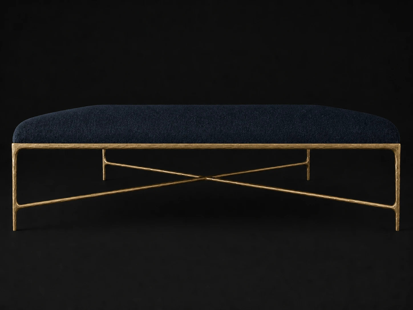 Square Coffee Ottoman — Mohair Admiral — Forged Brass #Fabric & Color_Mohair Admiral