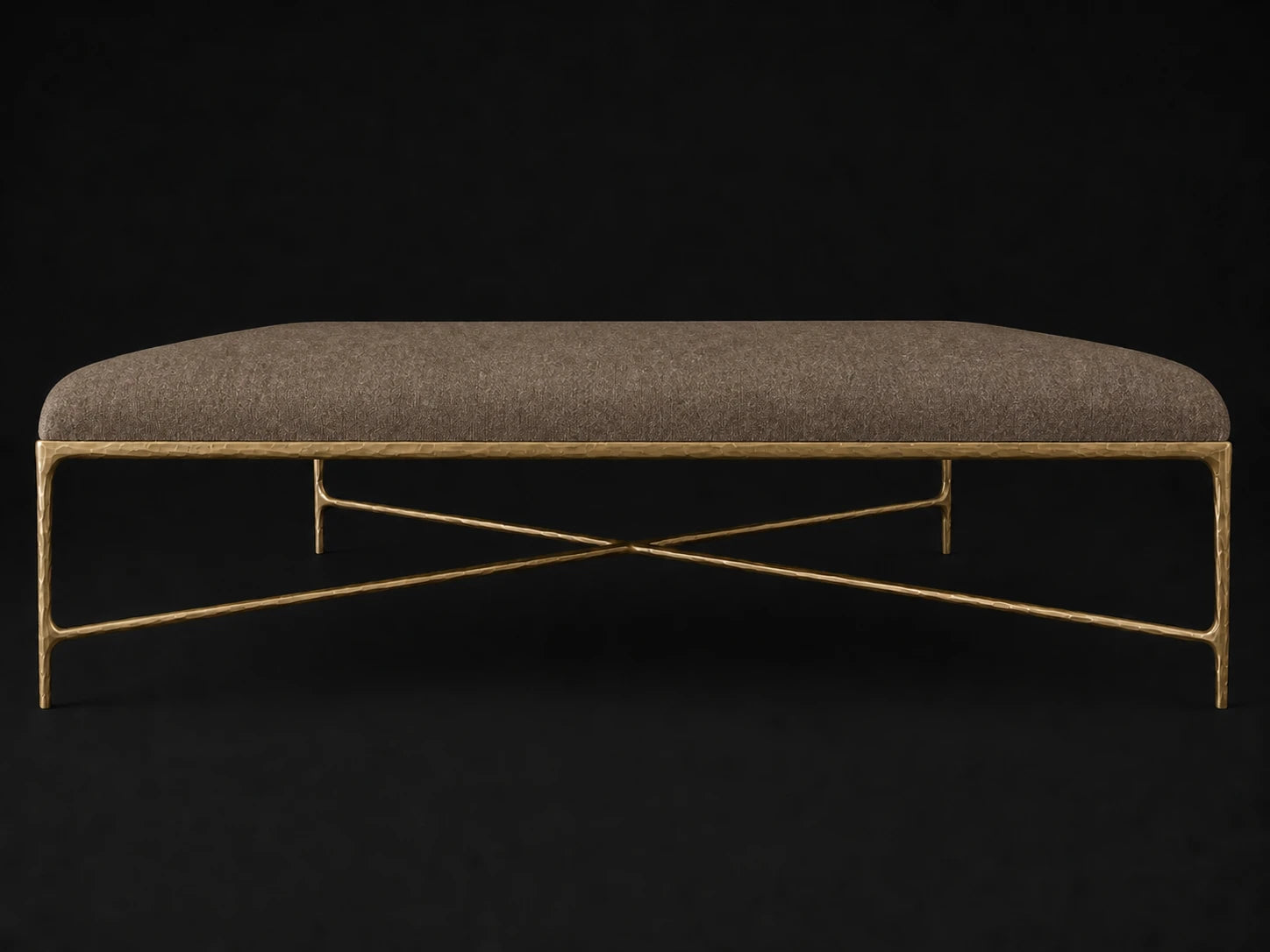 Square Coffee Ottoman — Mohair Mink — Forged Brass #Fabric & Color_Mohair Mink