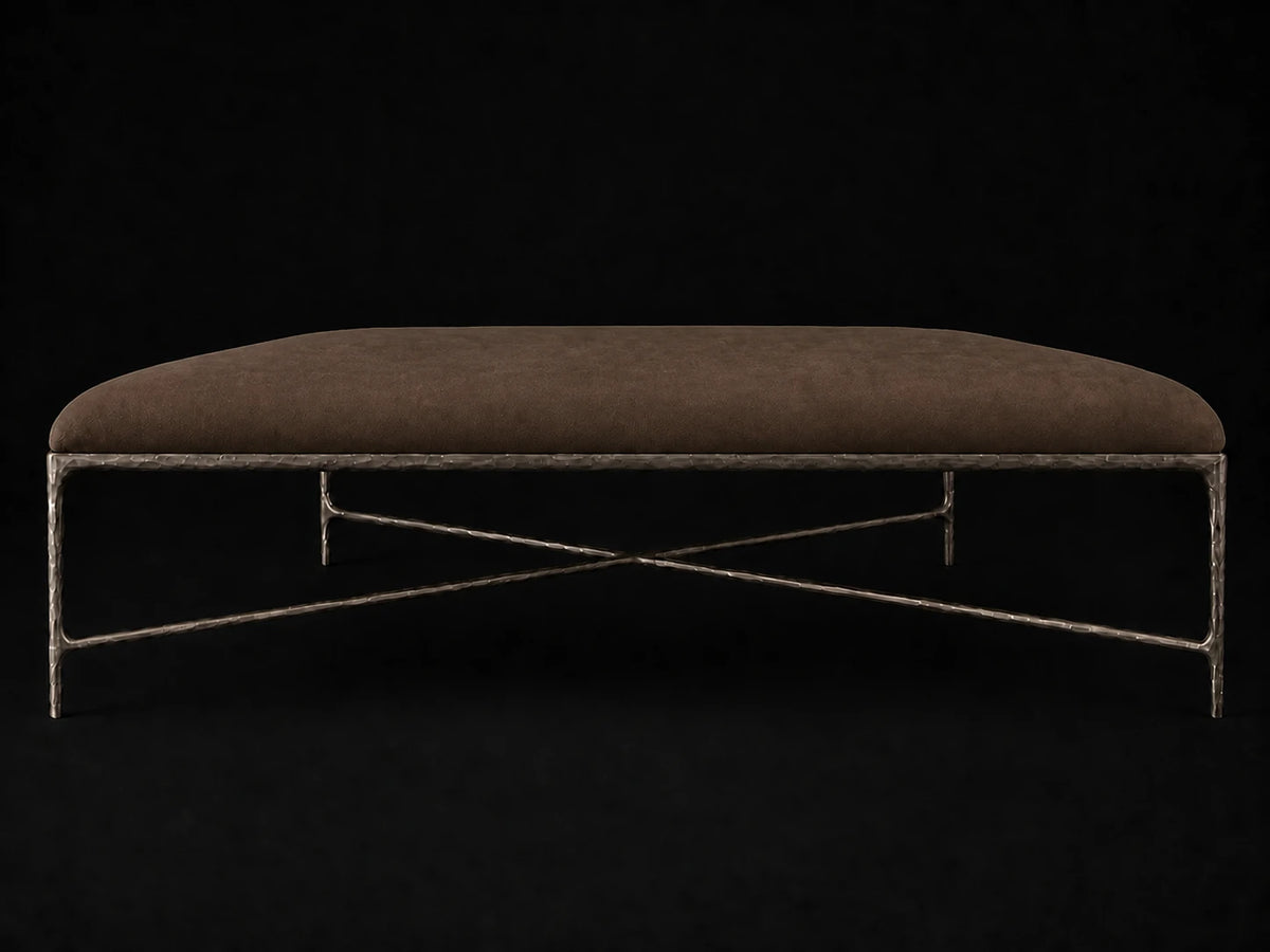 Square Coffee Ottoman — Nubuck Leather Espresso — Forged Bronze #Fabric & Color_Nubuck Leather Espresso